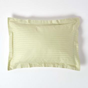 Homescapes Sage Green Egyptian Cotton Satin Stripe Oxford Pillowcase 330 Thread Count