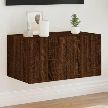 Mueble de TV de pared con luces LED de Vidaxl y Día y Noche en color robles marrón