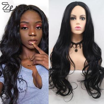 Perruque de cheveux synthétiques 13x4, dentelle avant, longue, bébé, femme noire