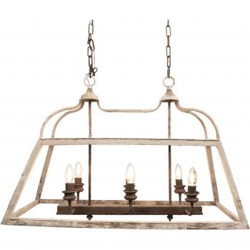 Lampada a sospensione 6 luci in legno Clayre&Eef 237