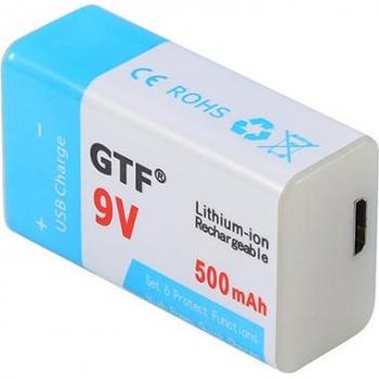 Batterie rechargeable 9V 1000mAh avec chargeur USB