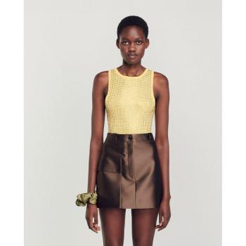 Sandro Embellished Sweater Bodysuit, Yellow, XL (Women’s)