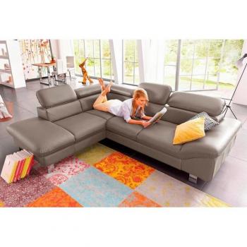Polster‑Luxe Driver Set – Ecken-Sofa, Hocker und Ottomane, Kopfteilverstellung, kein Bettmodus