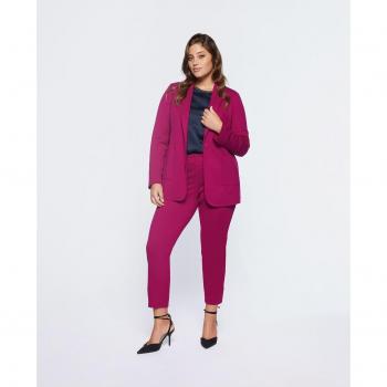 Pantalón de mujer pitillo de punto milano con botones en el bajo