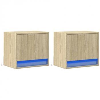 Wand-Nachttische mit LED-Leuchten 2 Stk. Sonoma-Eiche