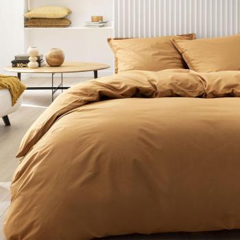 Essix Parure de lit unie en coton marron 200x200