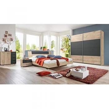 Ensemble de meubles de chambre pour adultes en bois imitation chêne Hickory, rechampis graphite
