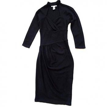 Gant Women's Sweetheart Knee Length Dress Virgin Wool Black