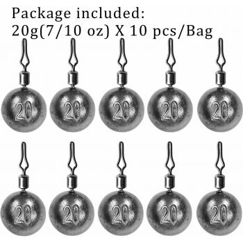 10pcs Fishing Weight Sinkers (3.5g to 20g) for Tackle Accessories
