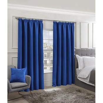 Thermal Blackout Pencil Pleat Curtains – Cali Blue, 66 Wide, 90 Long