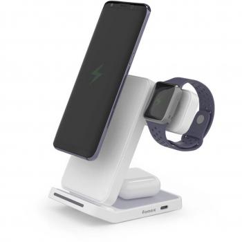 Caricatore wireless 15W pieghevole 3 in 1 bianco