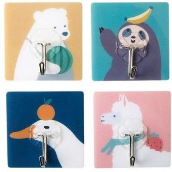 4Pc Animal Print Wall Hooks