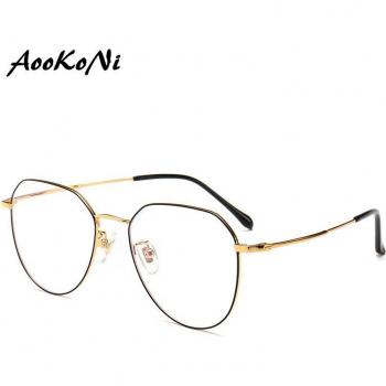 Monture de lunettes de vue polygonales B-titanium unisexe anti-bleu vintage miroir plat