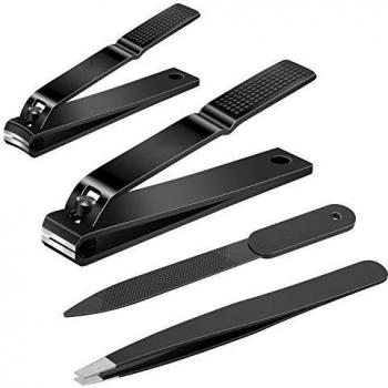 Schwarzes Nagelknipser‑Set: Edelstahl‑Feile, Finger