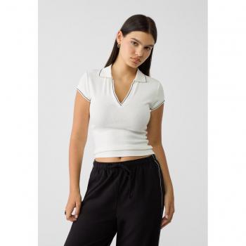 T-Shirt Polo Stradivarius Bianco Contrasto XS