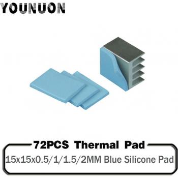 72PCS Blue Silicone Thermal Pads 15x15mm, 1.5mm Thickness for GPU CPU Cooling