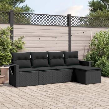VidaXL 5-tlg. Gartenlounge-Set mit Kissen Schwarz Poly Rattan