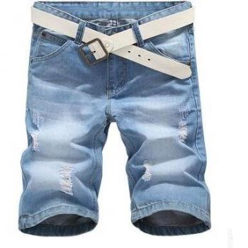 Men's Solid Color Light Blue Denim Shorts Size 36