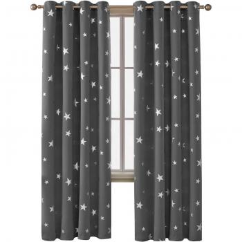 Deconovo Tende con Occhielli 2 Pezzi 140x245 CM Grigio Chiaro
