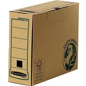 Fellowes BANKERS BOX EARTH Archiv-Schachtel, braun (B)100mm aus 100% recyceltem Karton, mit verschließbarer Lasche