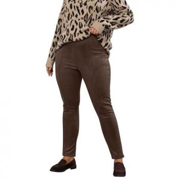 Elegant Faux Suede Leggings – Dark Brown