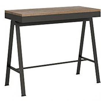 Consolle allungabile 90x40 cm fino a 196 cm con struttura in rovere naturale e antracite