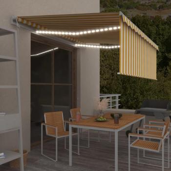 Automatische Markise mit Volant, LED und Windsensor 4x3m Gelb Weiß