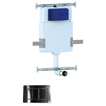 Réservoir caché haut de gamme pour WC à fond plat, commande en inox, double bouton ergonomique