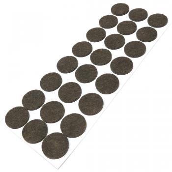 Patins glisseurs ronds en feutre | 24 x Ø 28 mm | marron | épaisseur 3,5 mm