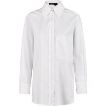 MARC AUREL Baumwoll-Satin-Bluse – Weiß, Größe 40