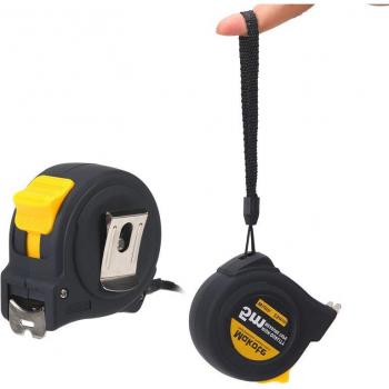 Metro a nastro auto-bloccante magnetico 10m x 25mm con gancio a tre rivetti e rinforzo in acciaio