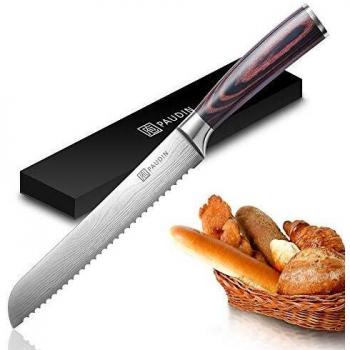Serrated Bread Knife – 8‑Inch, High Carbon Steel, Wood Handle