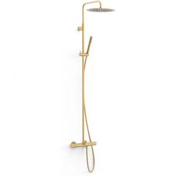 Conjunto Tres 19031202OM Grifo Termostático Mural Telescópico, 3 Vías, Bañera/Ducha – Oro 24K