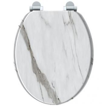 Abattant WC Naturo Marble blanc ALLIBERT en bois compressé décor marbre blanc 4 faces