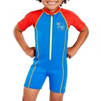 Speedo Kids Sw‑Slip Seasquad Hot Tot Suit Im Blau – Neon Blau/Rot/Grün 98