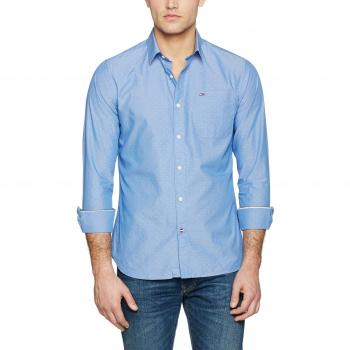 Camisa Hilfiger Denim Thdm Basic Larga para Hombre, Azul (Cobalto Brillante), Talla X-Large