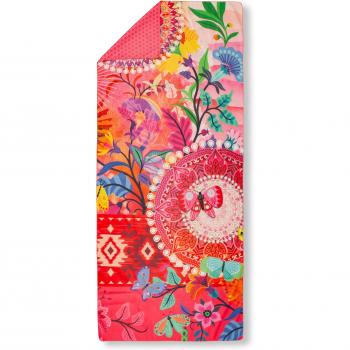 Strandtuch HIPP „Giselah“ – 1 Stück, 100 × 180 cm, Baumwolle, Rosa/Rot/Bunt