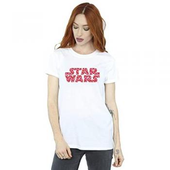 Camiseta Blanca Star Wars Corazón Logo Estilo Boyfriend S