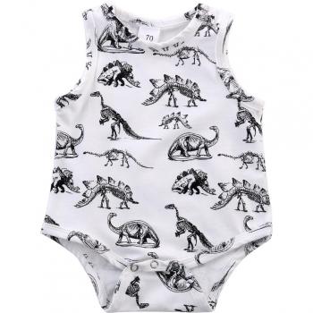 Baby Boy and Girl Dinosaur Print Summer Romper