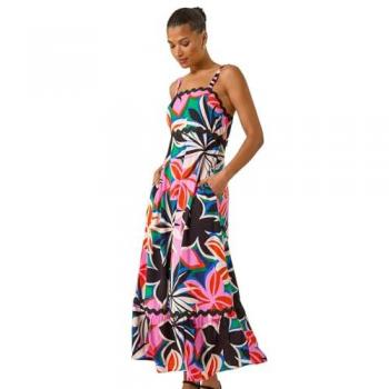 Ric Rac Floral Maxi Dress in Roman Fuchsia – Size 20