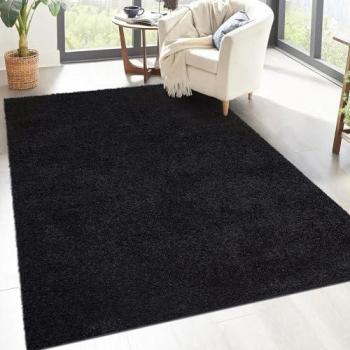 Tapis Doux Softy Noir Anthracite 200x290 cm – Salon et Couloir