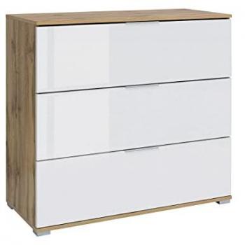 Cómoda Selma 3 cajones estratificada blanco y madera natural