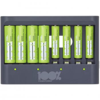 Cargador de Pilas Recargables Peakpower con 4 AA y 4 AAA
