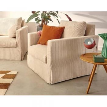 Lisa Design Fauteuil en velours côtelé beige Beige 84x89x95cm
