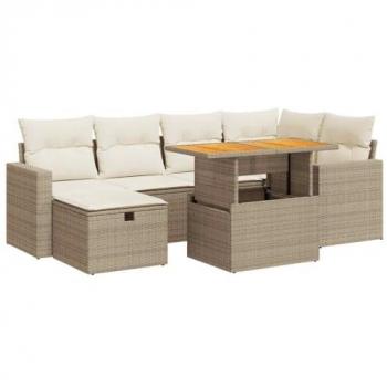 Comfortable 8-Piece Garden Sofa Set with Beige Cushions