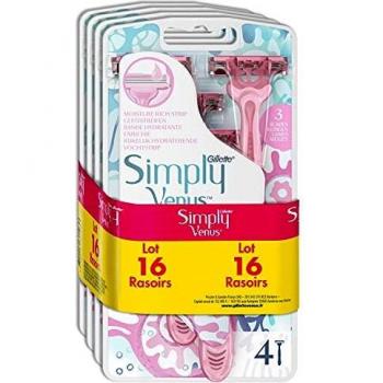 Gillette Simply Venus 3 Rasoirs Jetables Femme, Lot de 16