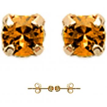 Orecchini Ambra Brillante 3 mm Marrone, Placcati Oro – Les Trésors De Lily