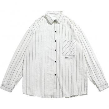 Camisa a cuadros clásica hombre, algodón, botones, look Harajuku, color blanco y negro, talla grande