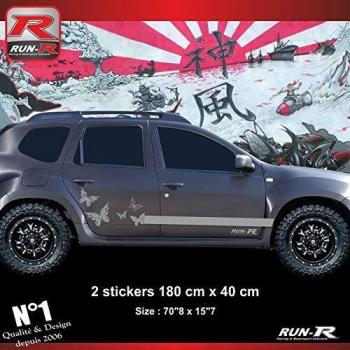 2 autocollants décoratifs pour bas de caisse en forme de papillons pour DACIA Duster