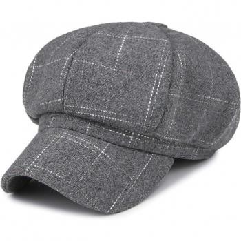 Plaid Woolen Beret for Women